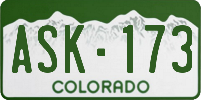 CO license plate ASK173