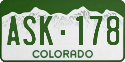 CO license plate ASK178