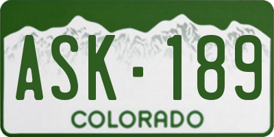 CO license plate ASK189