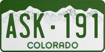 CO license plate ASK191