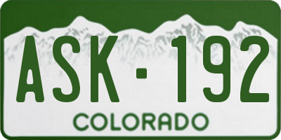 CO license plate ASK192