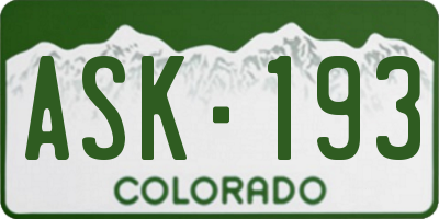CO license plate ASK193