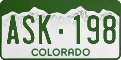 CO license plate ASK198