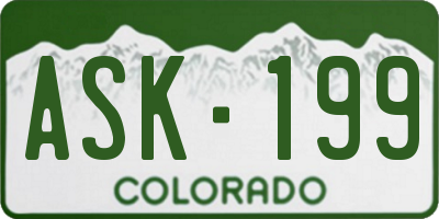 CO license plate ASK199
