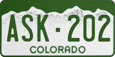 CO license plate ASK202