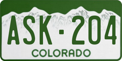 CO license plate ASK204