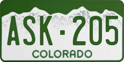 CO license plate ASK205