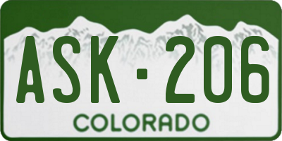 CO license plate ASK206