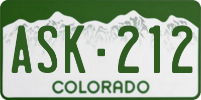 CO license plate ASK212