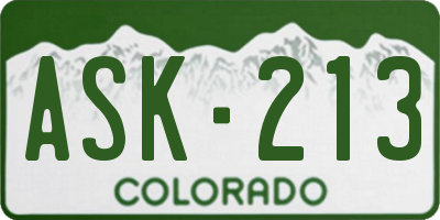 CO license plate ASK213