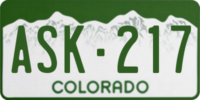 CO license plate ASK217