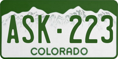 CO license plate ASK223