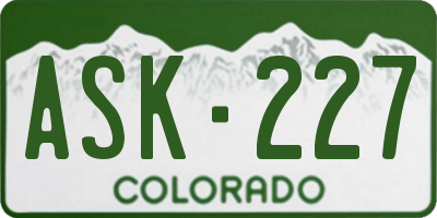 CO license plate ASK227