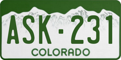 CO license plate ASK231