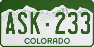 CO license plate ASK233