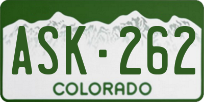 CO license plate ASK262