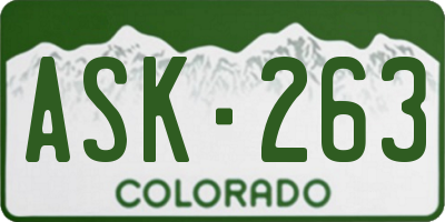 CO license plate ASK263