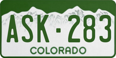 CO license plate ASK283
