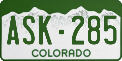 CO license plate ASK285