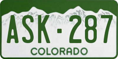 CO license plate ASK287
