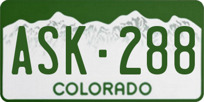 CO license plate ASK288