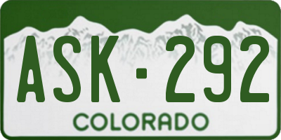CO license plate ASK292