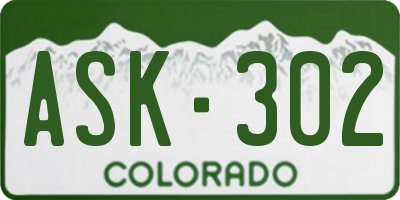 CO license plate ASK302
