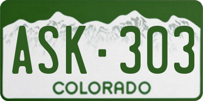 CO license plate ASK303