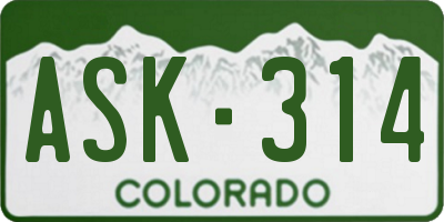 CO license plate ASK314