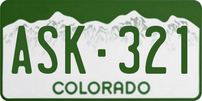CO license plate ASK321