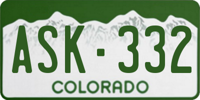 CO license plate ASK332