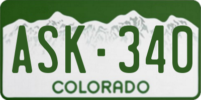 CO license plate ASK340