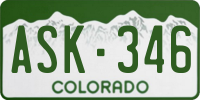 CO license plate ASK346