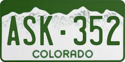 CO license plate ASK352
