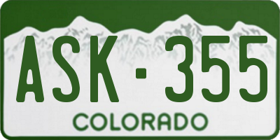 CO license plate ASK355