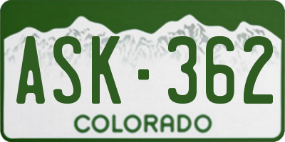 CO license plate ASK362