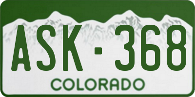CO license plate ASK368