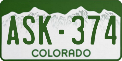 CO license plate ASK374