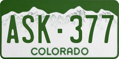 CO license plate ASK377