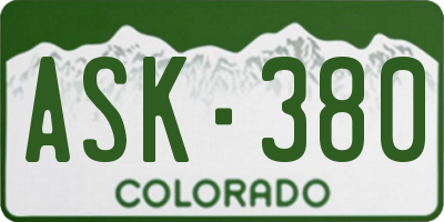 CO license plate ASK380