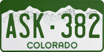 CO license plate ASK382