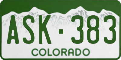 CO license plate ASK383