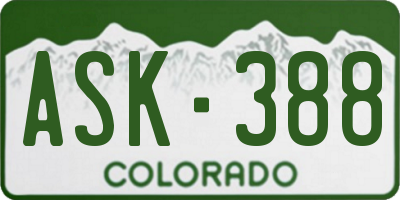 CO license plate ASK388