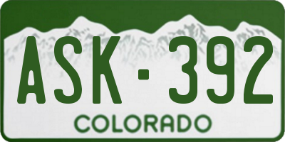 CO license plate ASK392