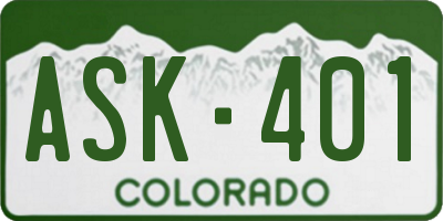 CO license plate ASK401
