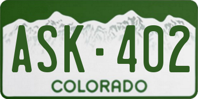 CO license plate ASK402