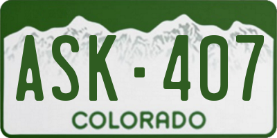 CO license plate ASK407