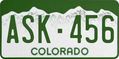CO license plate ASK456