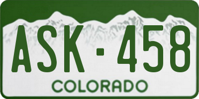 CO license plate ASK458