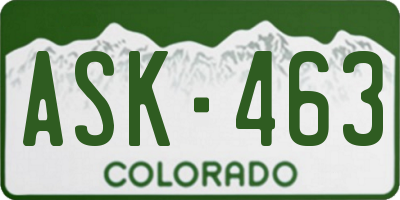 CO license plate ASK463